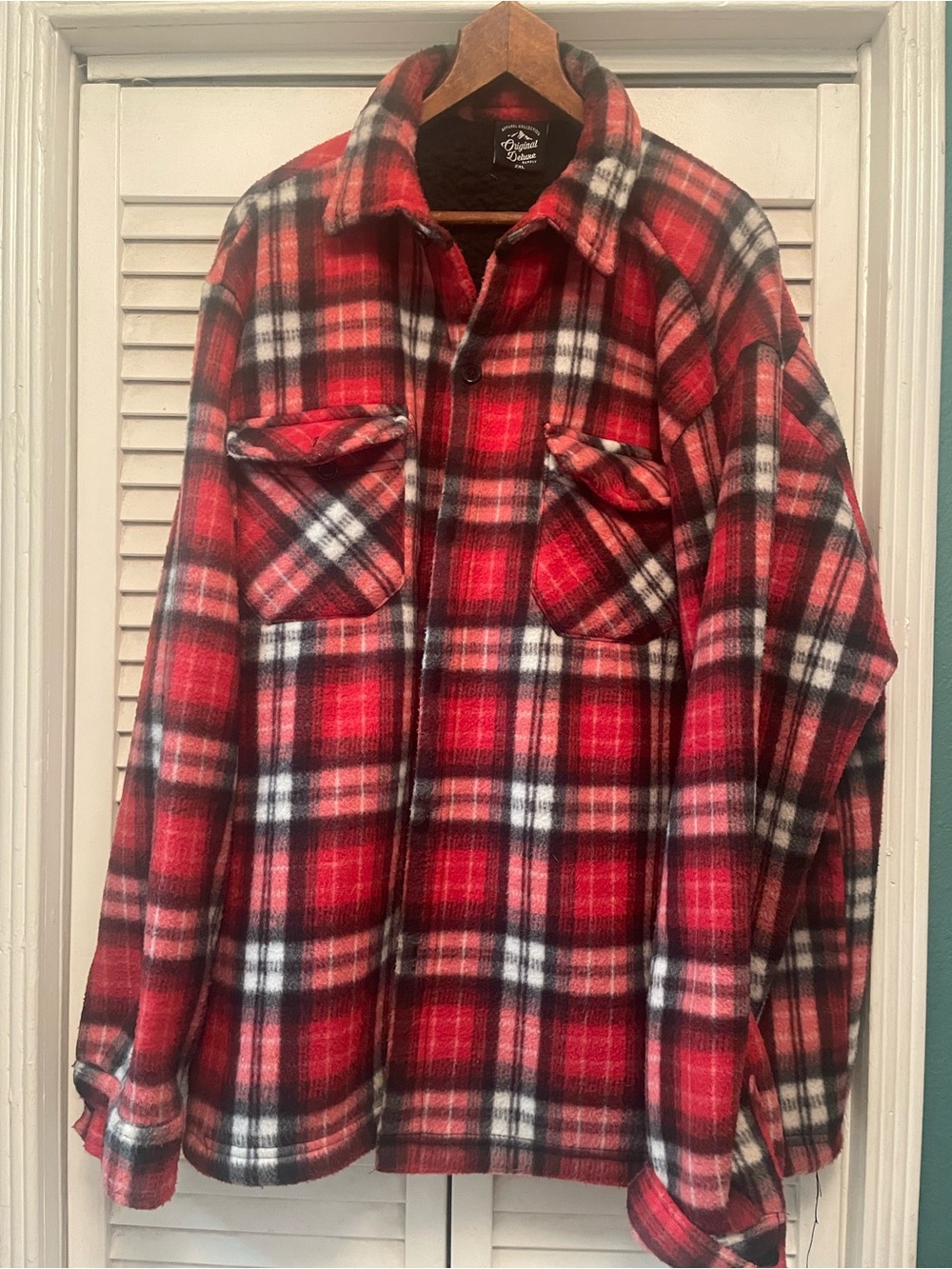 Original Deluxe Red Black White Plaid Shirt Jacket